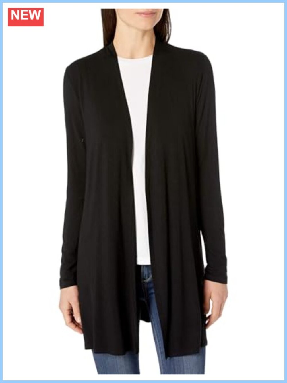 Women's Long Sleeve Open Front Long Cardigan Lightweight Rayon Jersey
